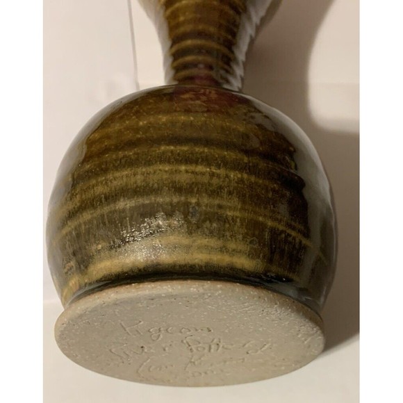Pigeon River Pottery Tim Kerns Signed Brown Drip 6" Vase Early 2005 Wheel Thrown - Picture 9 of 16